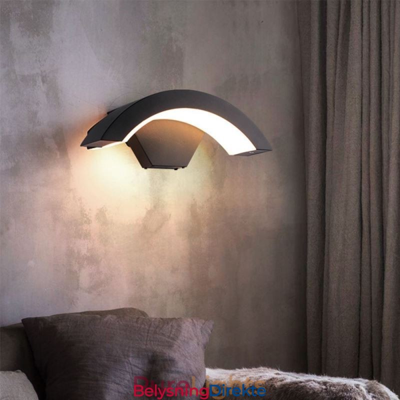 Minimalistisk Aluminiumslampe For Hage, Vanntett Halvmånevegglampe