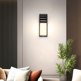 Vanntett Utendørs Verandalampe Svart Aluminiumsvegglampe Hage- Og Gårdsplasslampe