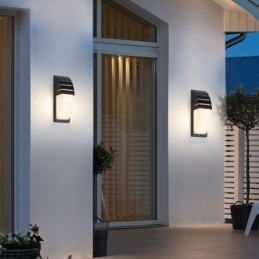 Vanntett Utendørs Verandalampe Svart Aluminiumsvegglampe Hage- Og Gårdsplasslampe