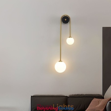 Globe Glassvegglampe Moderne Messingvegglampe