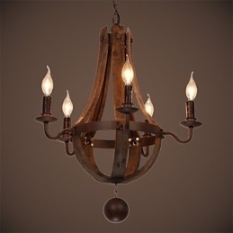 Lysekrone 5 Lys Vintage Retro Landlig Stue Spisestue Metall