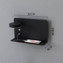 Vegglampe Roterbar Wall Sconce Light Med Usb-Ladeport