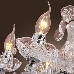 Upligh Krom Taklampe Stearinlys Akryl Armatur Lysekrone Anheng