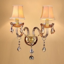 Europeisk Krystalllampe Elegant To-Lys Vegglampe Trapper