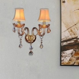 Europeisk Krystalllampe Elegant To-Lys Vegglampe Trapper