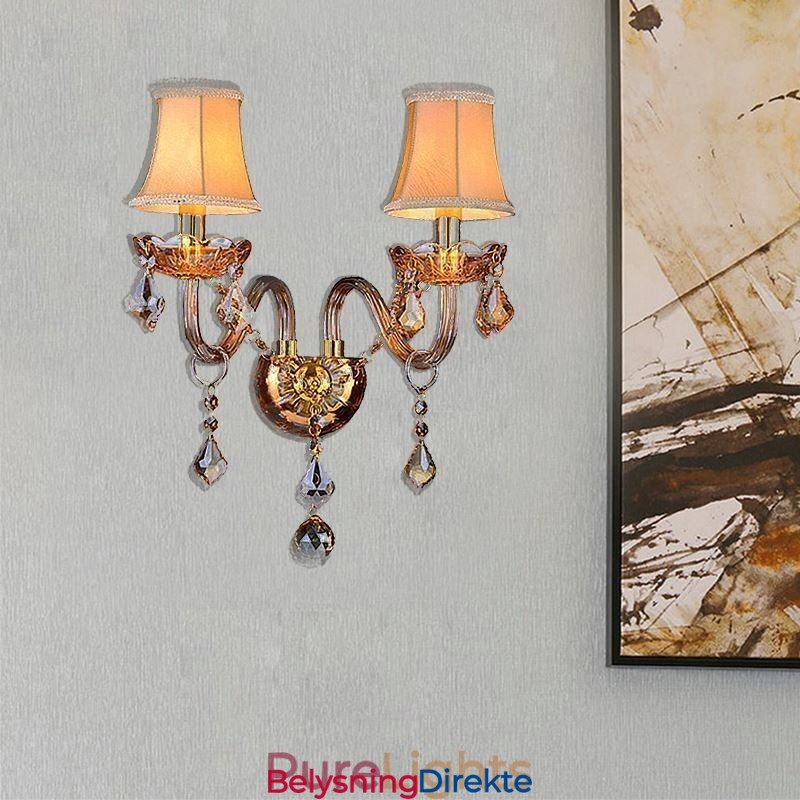Europeisk Krystalllampe Elegant To-Lys Vegglampe Trapper