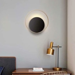 Moderne Stil Vegglampe Svart Sirkulær Vegglampe Kreativ Lampe Nattbordsbelysning