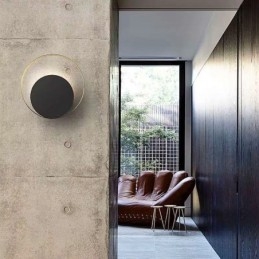 Moderne Stil Vegglampe Svart Sirkulær Vegglampe Kreativ Lampe Nattbordsbelysning