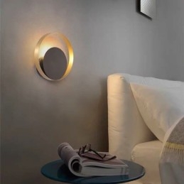 Moderne Stil Vegglampe Svart Sirkulær Vegglampe Kreativ Lampe Nattbordsbelysning