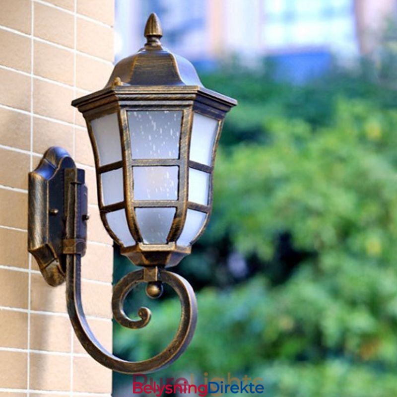 Europeisk Vegglampe I Retrostil Med Én Hode, Vanntett Vegglampe I Frostet Glass