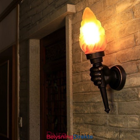 Europeisk Retro Utendørs Vegglampe Vanntett Fakkelformet Vegglampe