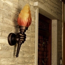 Europeisk Retro Utendørs Vegglampe Vanntett Fakkelformet Vegglampe