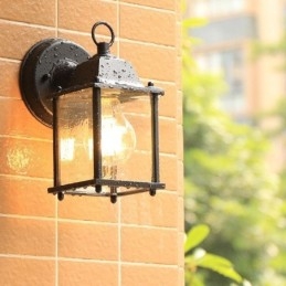 Europeisk Utendørs Vegglampe Vanntett Firkantet Søylevegglampe Gårdsplass Hage Balkong