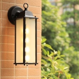 Europeisk Utendørs Vegglampe Vanntett Firkantet Søylevegglampe Gårdsplass Hage Balkong