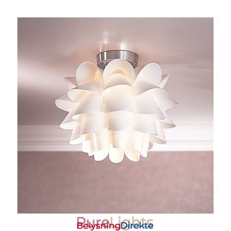 Hvit Blomstertaklampe Med 1 Lyspære Og Hengelampe