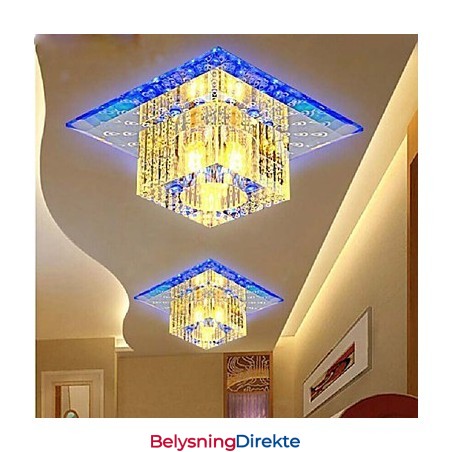 Mini Krystall Taklampe Spotlight Smd 3W Kreativ Lampe Rørlys Fargerik Farge Firkantet Kuppellys