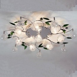 Grønn Krystall Taklampe Rund Luftlampe Lampe Jern
