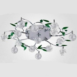 Grønn Krystall Taklampe Rund Luftlampe Lampe Jern