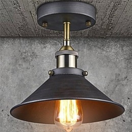 Vintage Mini Edison Taklampe Med 1 Lyspære I Metall, Innfelt