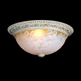 Hvit Innfelt Lampe Med Mønster I Glassharpiks, Gullskjæring, Europeisk Klassisk
