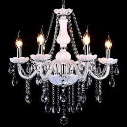 Lysekrone I Krystall, Moderne, 6 Lys, Samtidskunst, Glass
