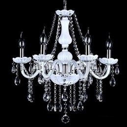 Lysekrone I Krystall, Moderne, 6 Lys, Samtidskunst, Glass