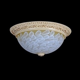 Hvit Innfelt Lampe Med Mønster I Glassharpiks, Gullskjæring, Europeisk Klassisk