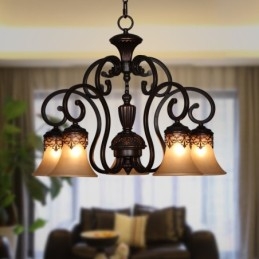 Vintage Landlig Øymaleri Metalllysekrone Innfelt