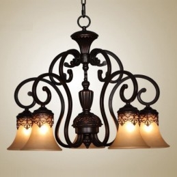 Vintage Landlig Øymaleri Metalllysekrone Innfelt