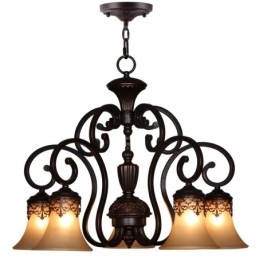 Vintage Landlig Øymaleri Metalllysekrone Innfelt