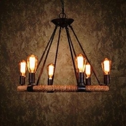 Tradisjonell Klassisk Rustikk Hytte Retro Landlig Vintage Maleri Metall Pendellampe