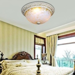 Hvit Innfelt Lampe Med Mønster I Glassharpiks, Gullskjæring, Europeisk Klassisk