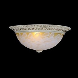 Hvit Innfelt Lampe Med Mønster I Glassharpiks, Gullskjæring, Europeisk Klassisk