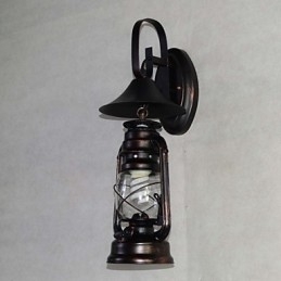 Vintage Svart Metalllyktvegglampe Med Én Lyspære