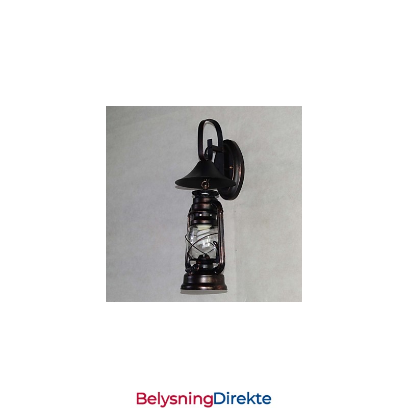 Vintage Svart Metalllyktvegglampe Med Én Lyspære