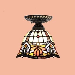 Europeisk Landlig Kreativ Kunst Farget Glass Absorberer Kuppellampelys