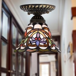 Europeisk Landlig Kreativ Kunst Farget Glass Absorberer Kuppellampelys