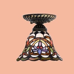 Europeisk Landlig Kreativ Kunst Farget Glass Absorberer Kuppellampelys