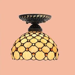 Europeisk Landlig Kreativ Kunst Farget Glass Absorberer Kuppellampelys