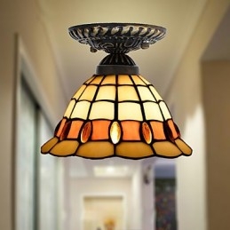 Europeisk Landlig Kreativ Kunst Farget Glass Absorberer Kuppellampelys
