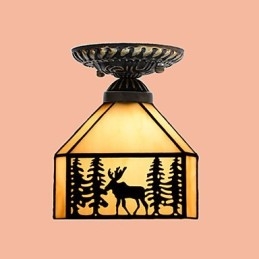 Jul Europeisk Landlig Kreativ Kunst Farget Glass Absorberer Kuppellampelys