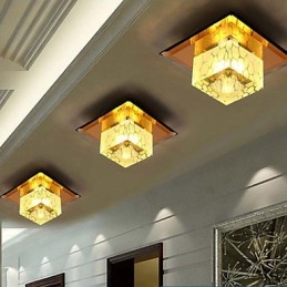 Mini Krystall Taklampe Spotlight 3W Kreativ Lampe Rørlys Fargerik Farge Firkantet Kuppellys