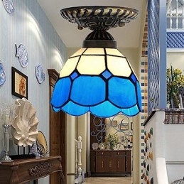17 * Europeisk Landlig Kreativ Kunst Farget Glass Absorberer Kuppellampelys
