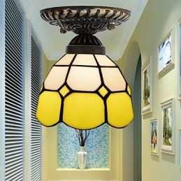 17 * Europeisk Landlig Kreativ Kunst Farget Glass Absorberer Kuppellampelys