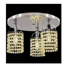 Moderne Samtids Krystall Galvanisert Metall Lysekrone Innfelt Montering