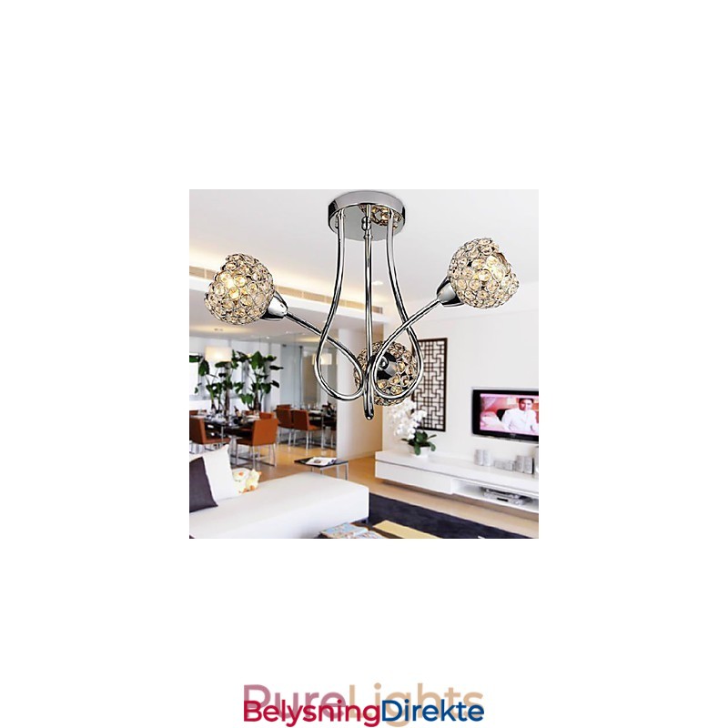 Moderne Skinnende 3-Lyss Innfelt Lampe I Krystalldesign