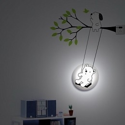 Lillebjørn Høytemperaturbestandig Plastlampe Og Kreativ 3D-Tapetlampe