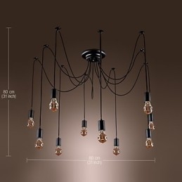 Lysekrone Vintage Design Pærer Inkludert Stue 10 Lys Pendellampe