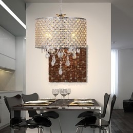 Trommelysekrone Krystall Moderne Pendellampe Med 4 Lys