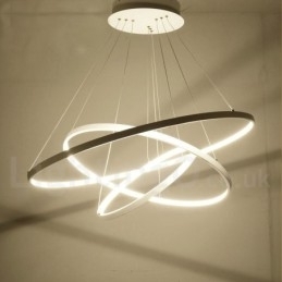 Dimbar Pendellampe Med Fjernkontroll, Moderne Design, Tre Ringer